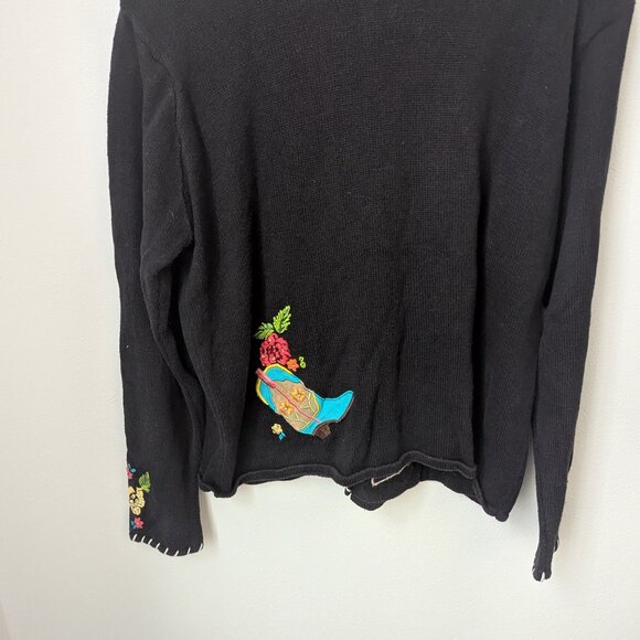 Vintage Arriviste Cowboy Boot Cardigan, Large - Picture 4 of 6